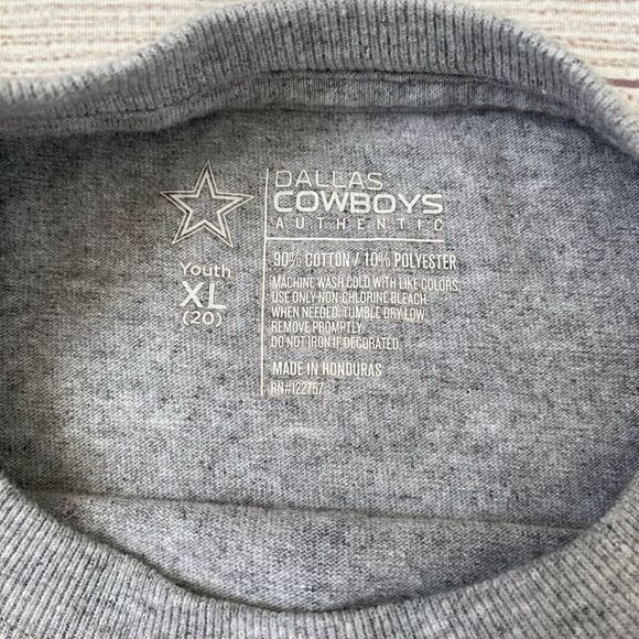 Dallas Cowboys youth XL cotton blend Longsleeve Crewneck shirt grey - Picture 4 of 5
